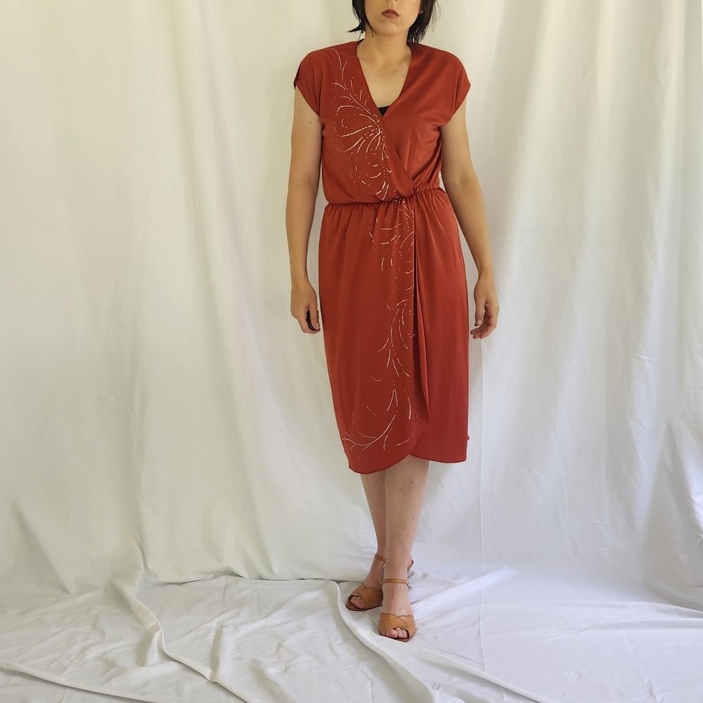 70s Orange Midi Dress